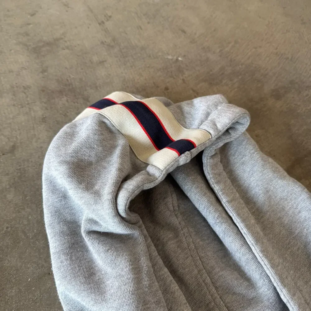 Gucci Mens Grey Cotton Web Stripe Logo Zip Up Hoodie Size Medium